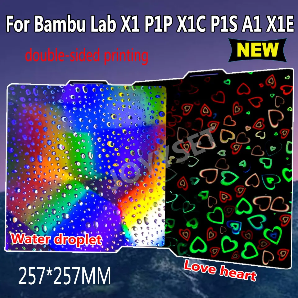 Build Plate for Bambulab P1s Smooth Love Heart Textured Pei Sheet 257x257 for Bambu Labs X1C P1P Build Plate Upgrade Double Side