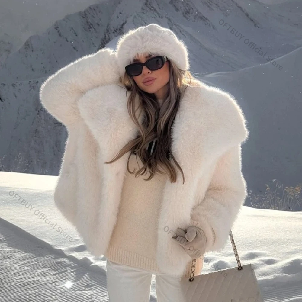 

OFTBUY Artificial Fur Coat Fluffy Fur Jacket Eco-friendly Women Cropped Faux Fur Coat Long Sleeve Female Outerwear Chic Fake Fur