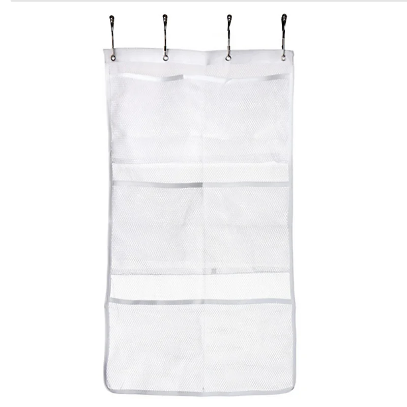 Quick Dry Hanging and Bath Organizer with 6 Pockets on Shower Curtain Rod Liner Hooks Curtain Shower Organizer Shower Organizer