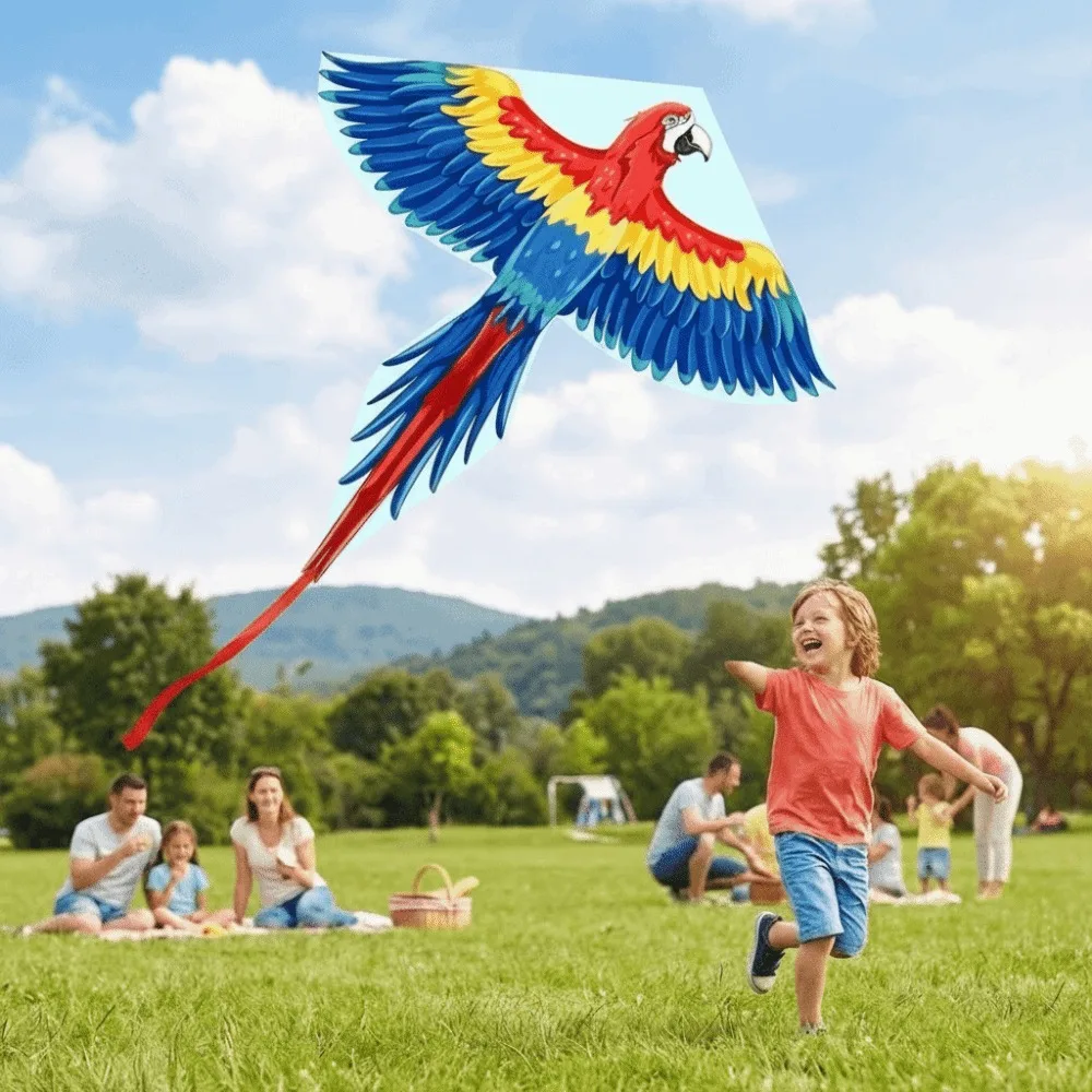 Easy To Fly Large Bird Kite Parrot Good Flying Children's Kite 100M Kite Line Outdoor Flying Toy Animal Wind Kites Family Trips