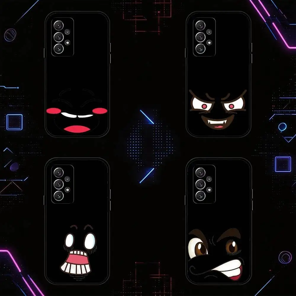 C-Cartoon expression phone Case For Samsung S25,24,21,22,23,30,Ultra,20,Plus,Fe,Lite,Note Soft Black Cover