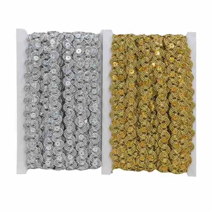 5Yards Gold Silver Trim Ribbon Curve Lace Fabric Sewing Centipede Braided Lace Wedding Craft DIY Clothes Accessories Home Decor
