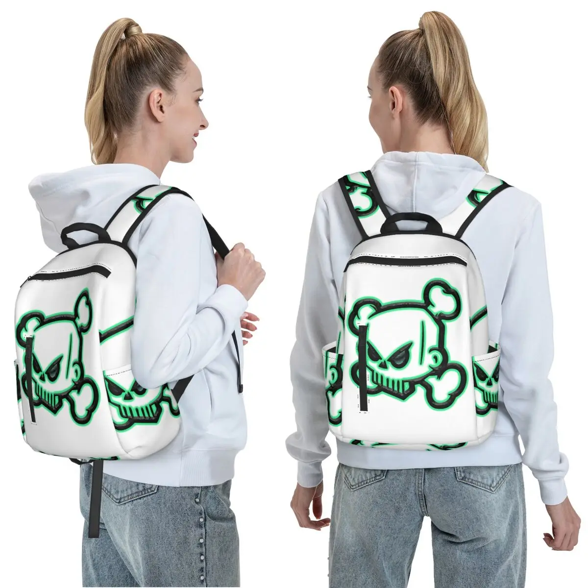 Ken Block Acrylic Skull Backpack Daypack Large Capacity Kids BookBag School Bag Shoulder Bags for Men Women