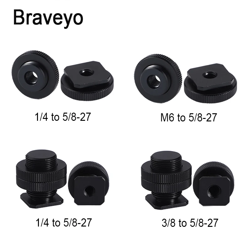 Photography Accessories Microphone Metal Hot Shoe Holder 5/8-27 Male to 1/4 3/8 M6 Female Adapter Screw