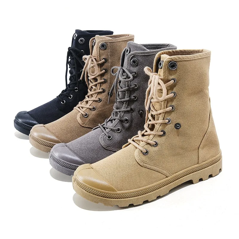 Men Casual Shoes With Thick Soles High Top Canvas Cuffs For Outdoor Work Fashion Sneakers