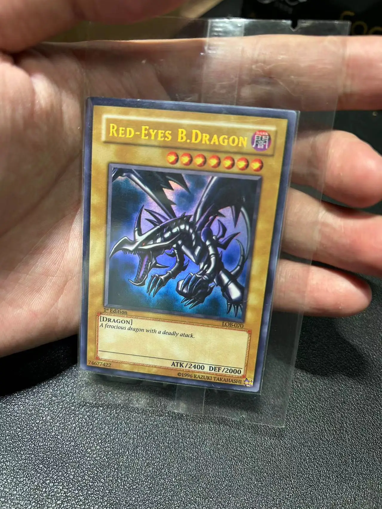 Yu Gi Oh Ultra Rare/UR OCG Red-Eyes Black Dragon (LOB-070) Board Game Japanese Collection customize Card (Not Original)