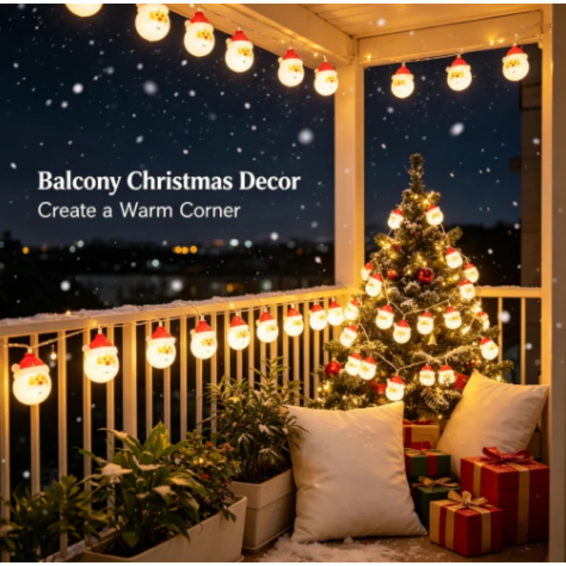 Christmas Lights Fairy Battery Operated Santa Claus 10 LED Warm White 1.5M Garland Decorative for Party Festival Yard Decor