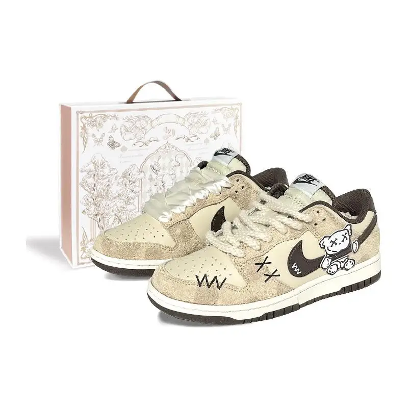 

[На заказ Little Bear Mocha] Nike Dunk Low Bear Mocha, класс 7, низкие туфли для скейтборда, унисекс, коричневые