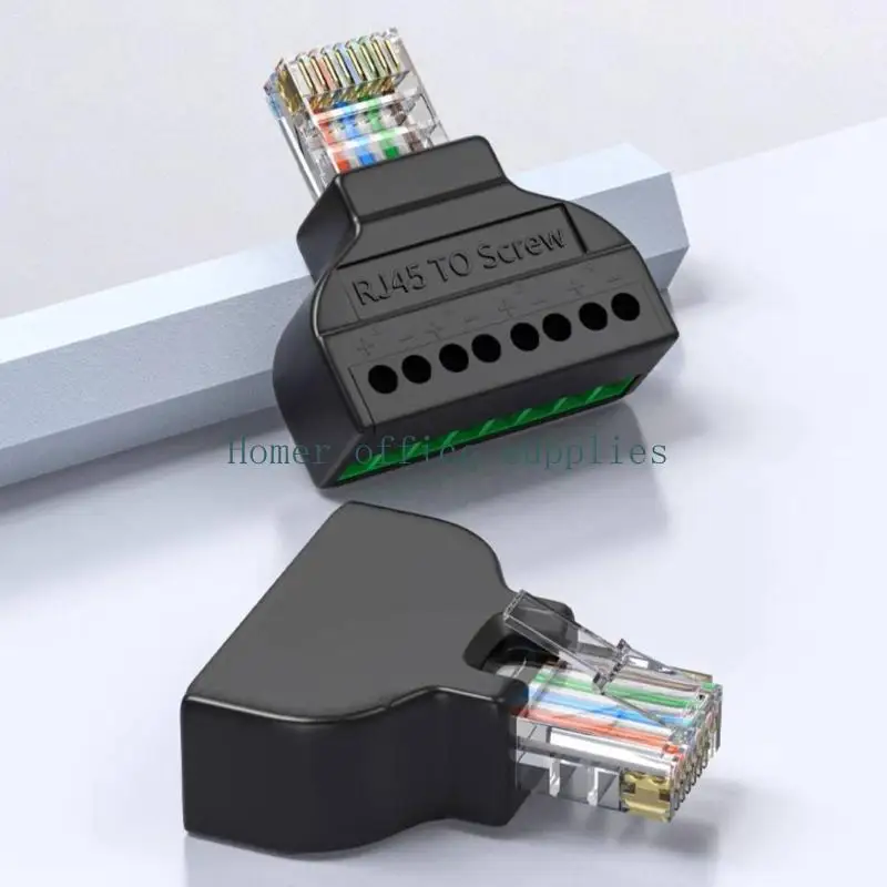 K43B RJ45 to 8 Pin Terminal Adapter Connector 8P8C Networking Crystal Head Screw Terminal Block for CCTV Digital Internet Plug