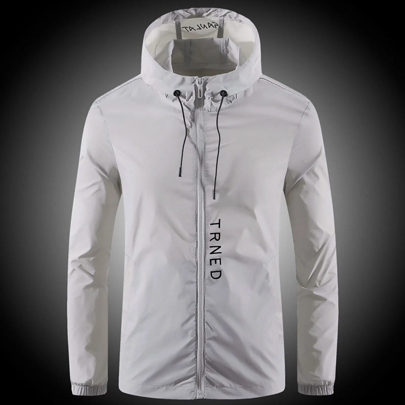 Spring and Summer Sunscreen Ice Silk Jacket Men Lightweight Long Sleeved Zipper Jackets Hooded Solid Color Weather Coats