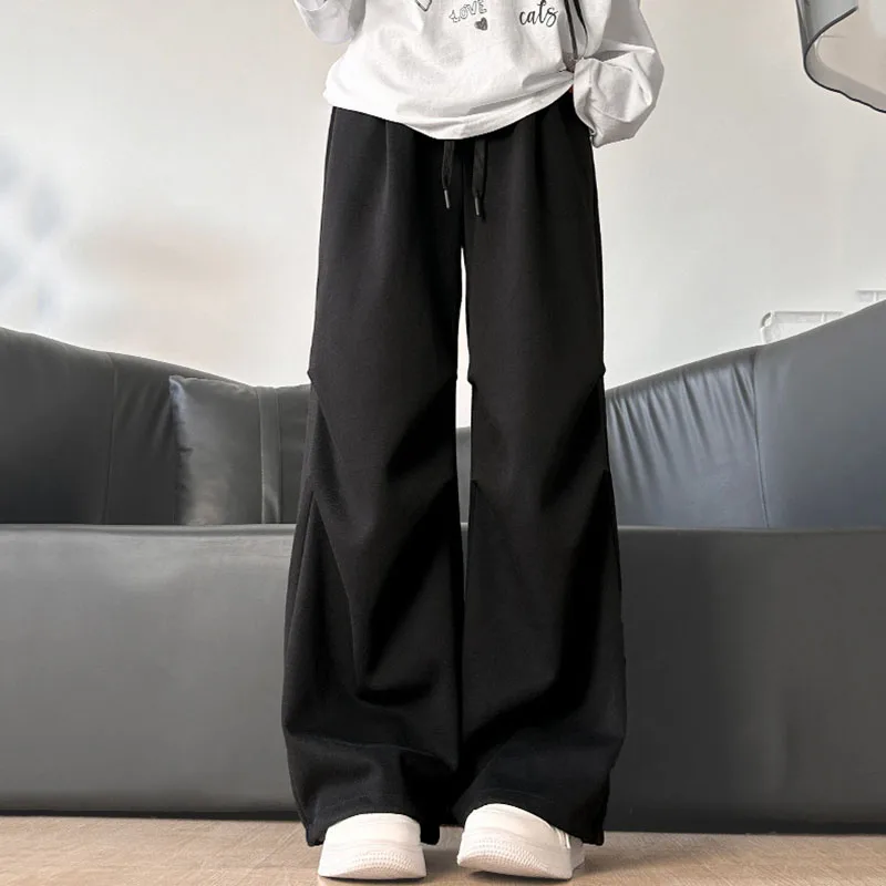 Pantaloni sportivi grigi larghi stile americano da donna Harajuku Streetwear Pantaloni a gamba larga con coulisse Pantaloni da jogging casual versatili da donna