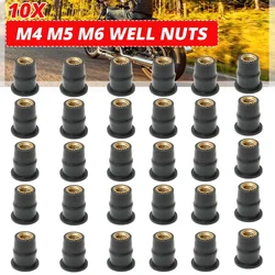 10/20x M4 M5 M6 4/5/6mm Metric Rubber Well Nuts Windscreen Windshield Fairing Cowl For Honda For Suzuki Auto Motorbike Off-road