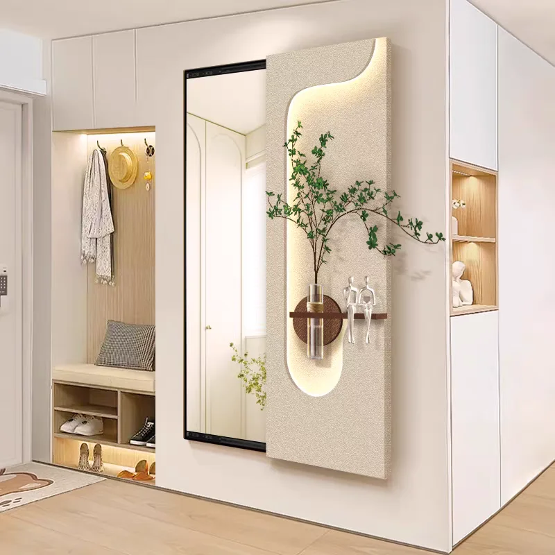 Modern Minimalist 3D Design High-quality Sliding Luxury Hidden Creative Sliding Full-body Mirror Wall Art Decoration Painting