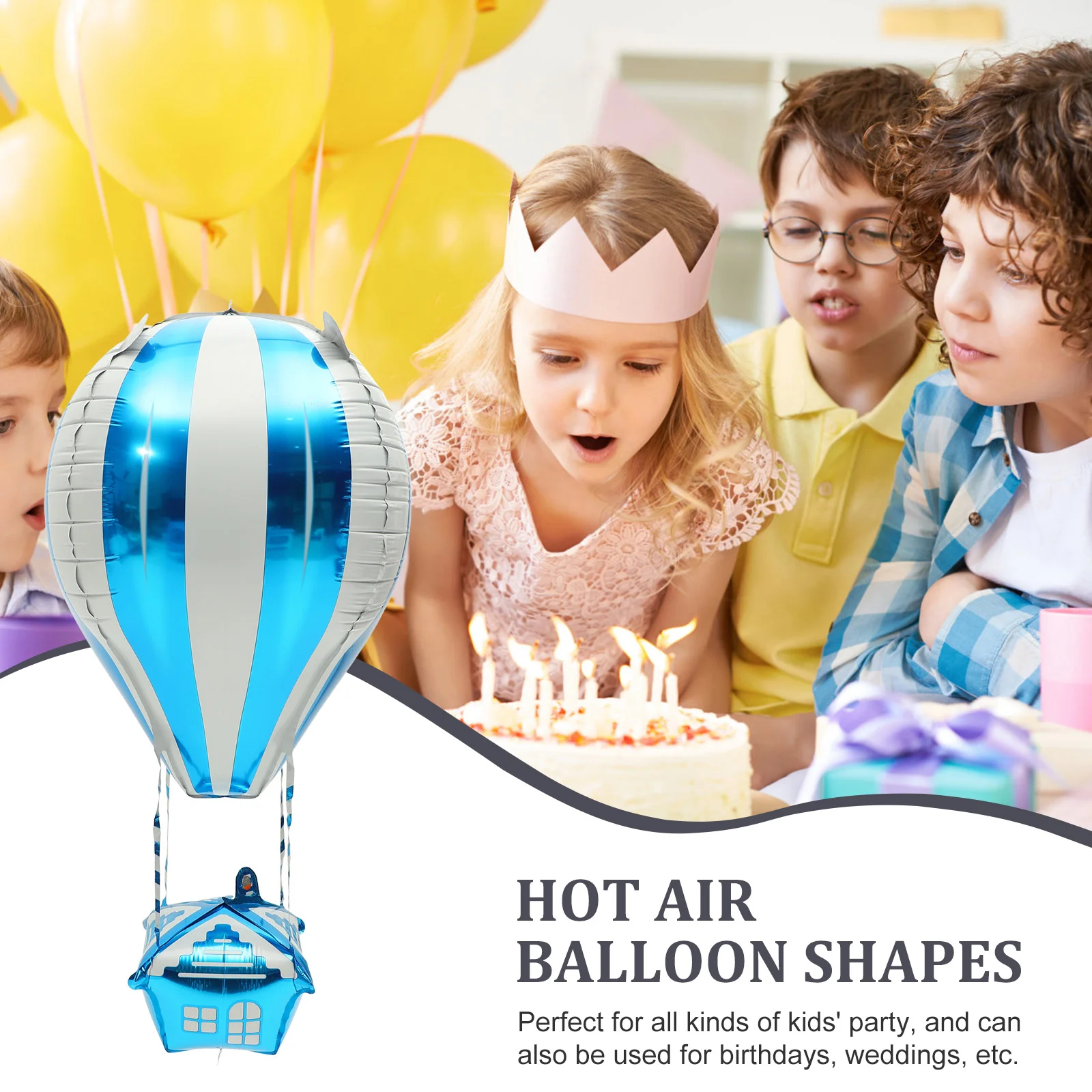 10 Pcs Hot Air Balloon Decoration Aluminum Foil Balloons Kids Party Birthday Wedding Celebrations School Reunions Festive