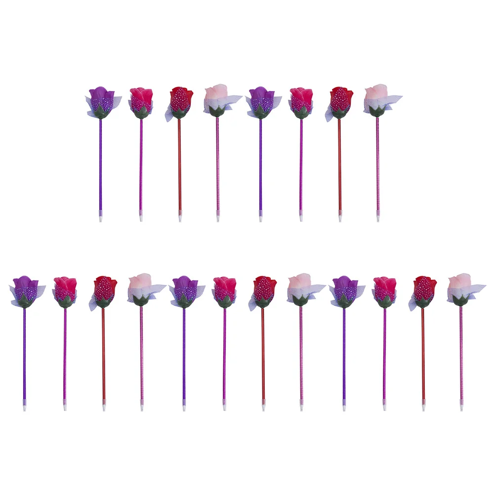 Rose Ballpoint Pen Shape Canetas, Papelaria de escritório, Pano De Seda De Plástico, Fornecimento De Escrita Criativa, Fornecimento De Assinatura para Estudante, 20 Pcs