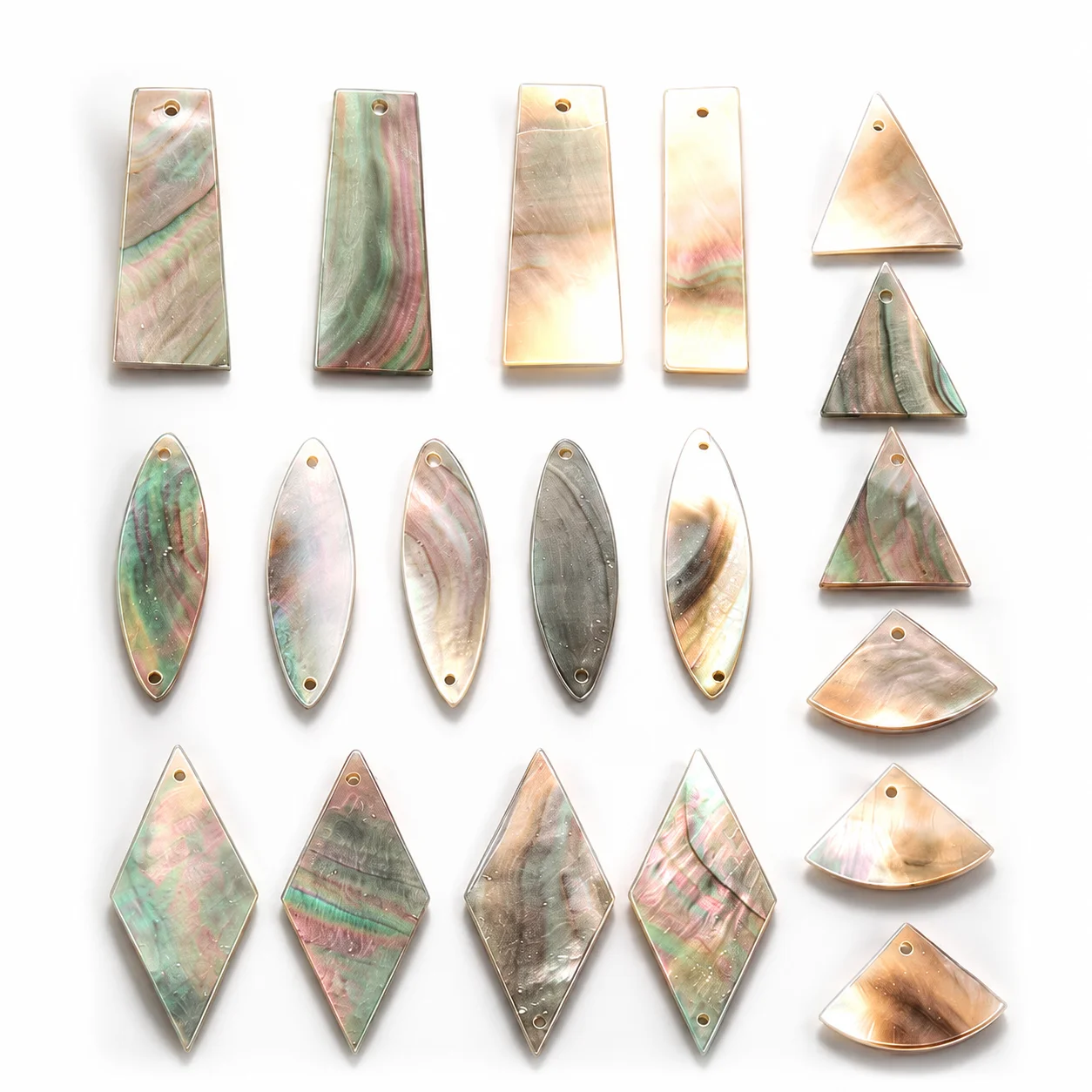 10pcs Genuine Shell Pendant Iridescent Mother of Pearl Minimalist Geometric Dangle Phone Charm DIY Decor Jewelry Making Findings