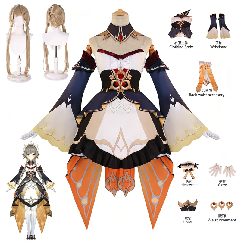 

Game Genshin Impact Cosplay Marionette Sandrone Cosplay Costume Wig Outfits Women Halloween Carnival Role Play Uniform Dress