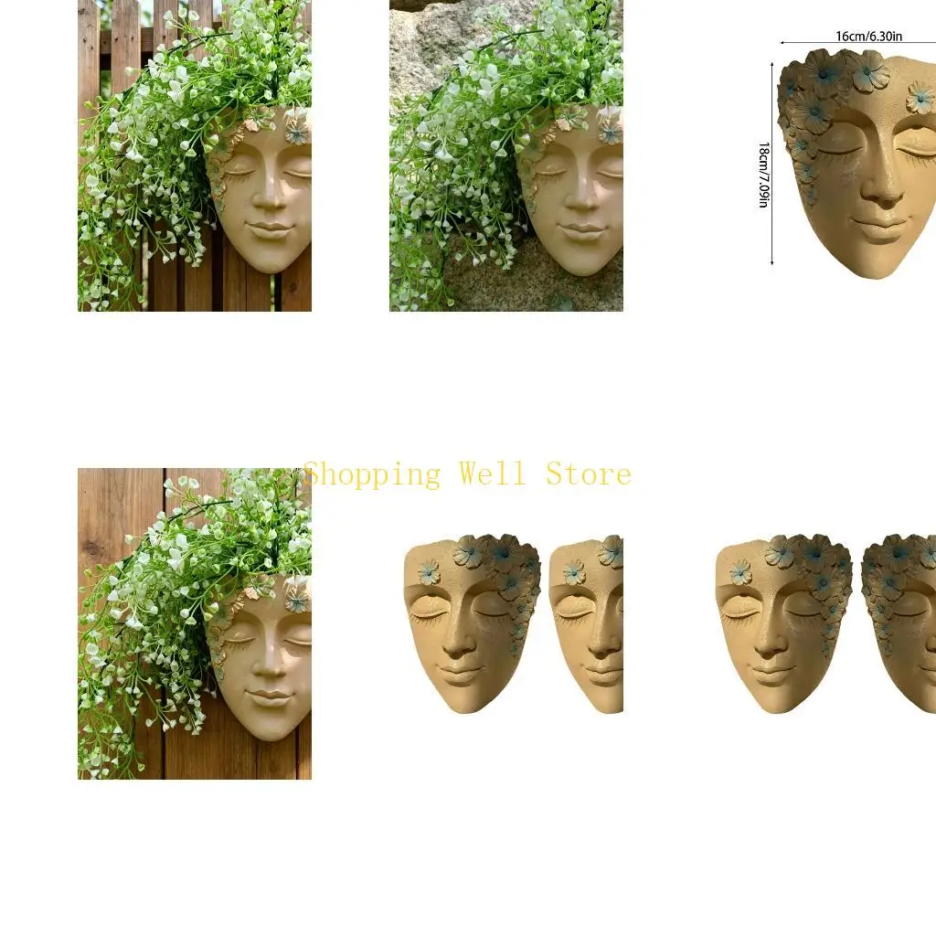 KX4B Rural Charm Face Detailed Vertical Garden Pot For Small Space Planting