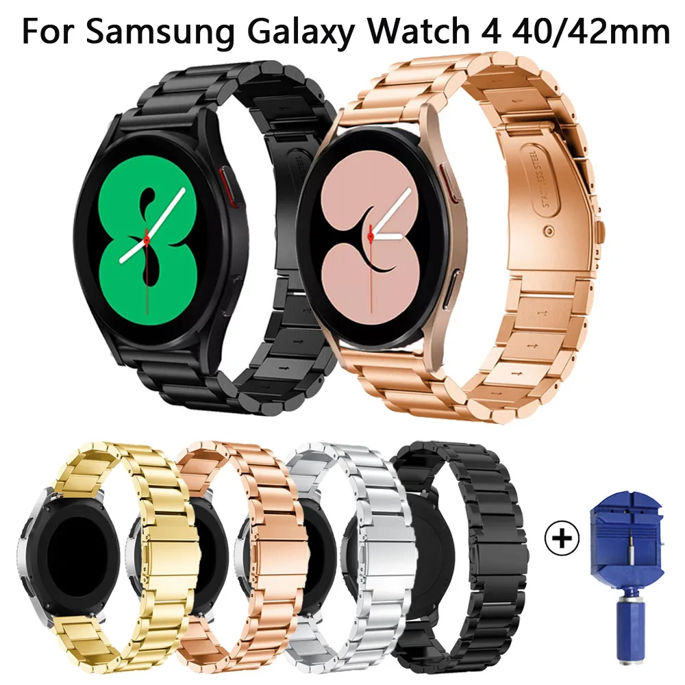 20mm Straps For Samsung Galaxy Watch 4 40 44mm classic 42 46mm Metal Stainless Steel Quick release band Galaxy Watch 42mm strap