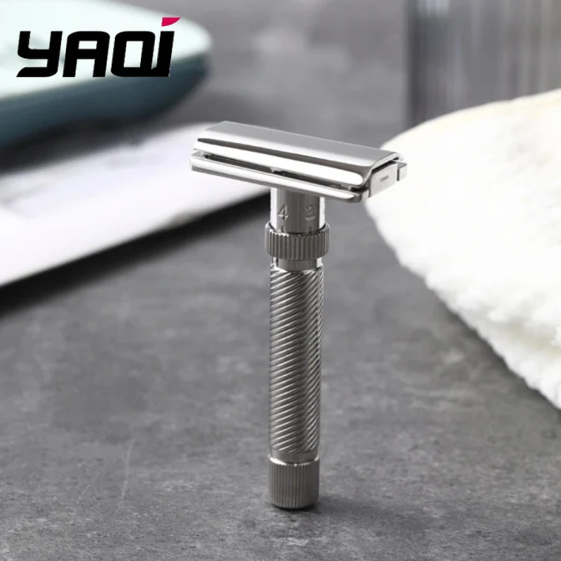 

Yaqi Ultima Slope Stainless Steel Adjustable Mens Safety Razor Slant Head Comfortable Grip Classic Shaving Razor for Men