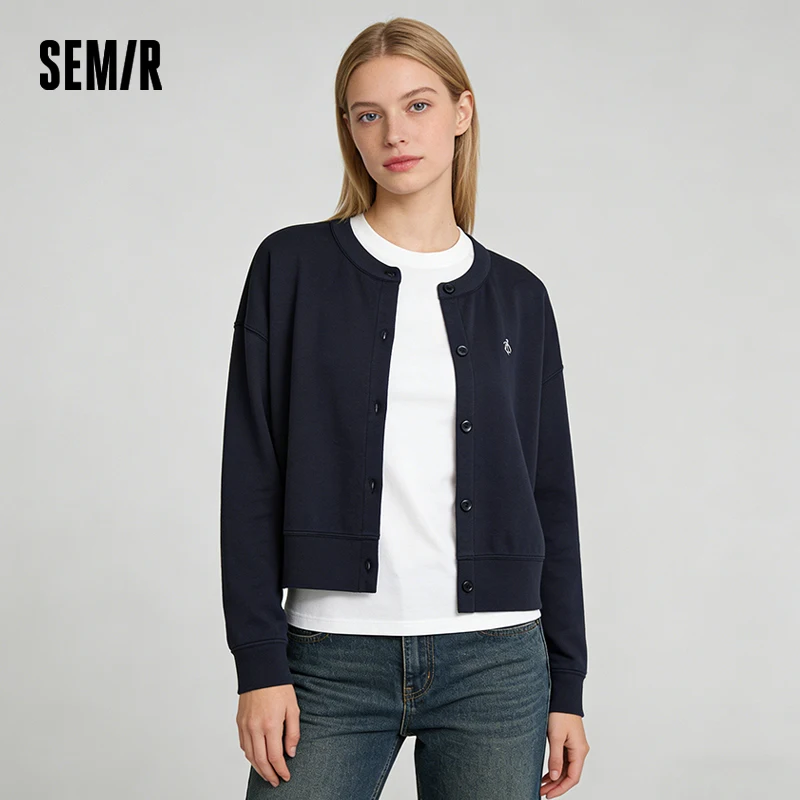 Giacca a Strati Semir da Donna Primavera 2026, Top Corto con Collo Tondo, a Righe, con Spalle Cadenti, Ricamato, Casual e alla Moda
