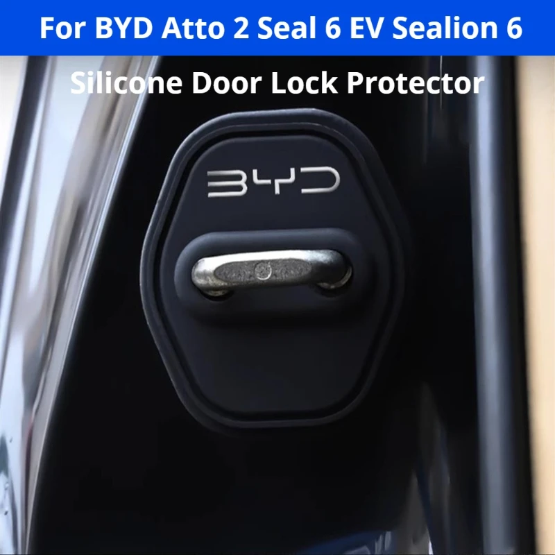 For BYD Atto 2 Seal 6 EV Sealion 6 Silicone Door Lock Latch Cover Shock Absorbing Buffer Pad Door Protector Mute Mod Accessories