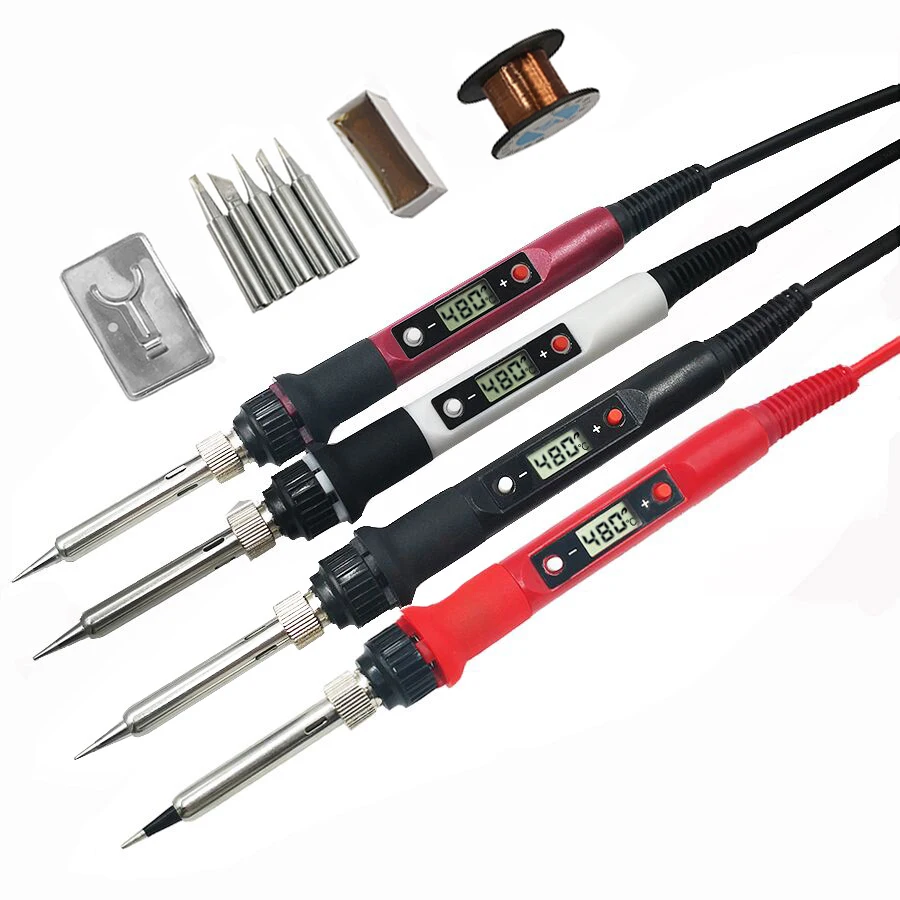 80W Digital Electric Soldering Iron Kit Set Temperature Adjustable 220V 110V  Welding Tool  Ceramic Heater Soldering Tips Rework