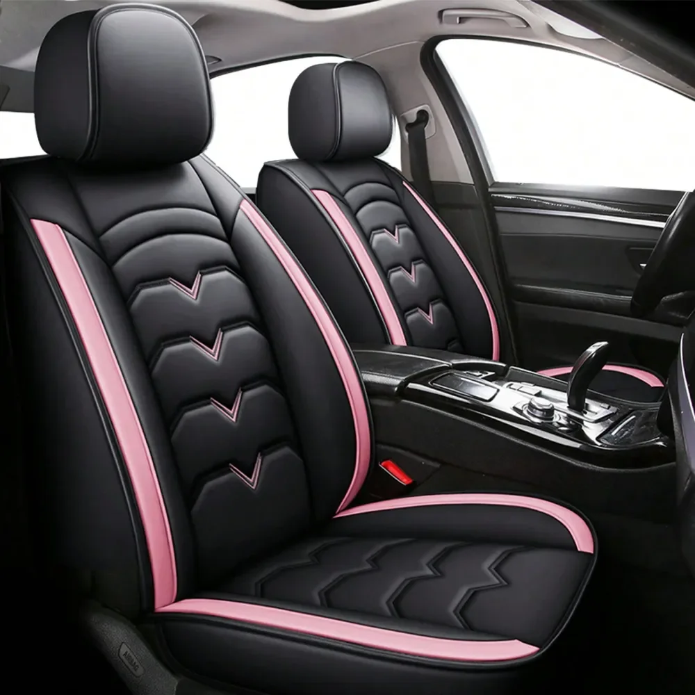 

Car Seat Covers Full Set PU Leather 5 Seats Front Rear Seat Cushion Waterproof Breathable Automotive Seat Protectors Airbag Comp