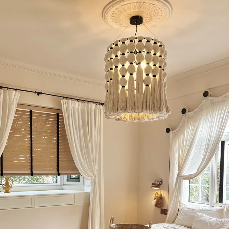 French Medieval Chandelier Creative Fringed Living Room Hotel Commercial Hand-woven Bedroom Study Light