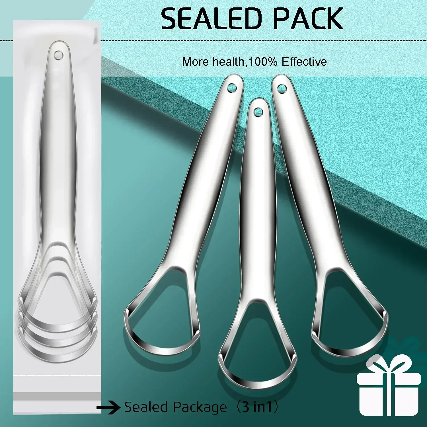 1PC Medical Grade Metal Stainless Steel Tongue Scraper - Effective Bad Breath Cleaner BPA Free Tongue Cleaner for Fresher Breath