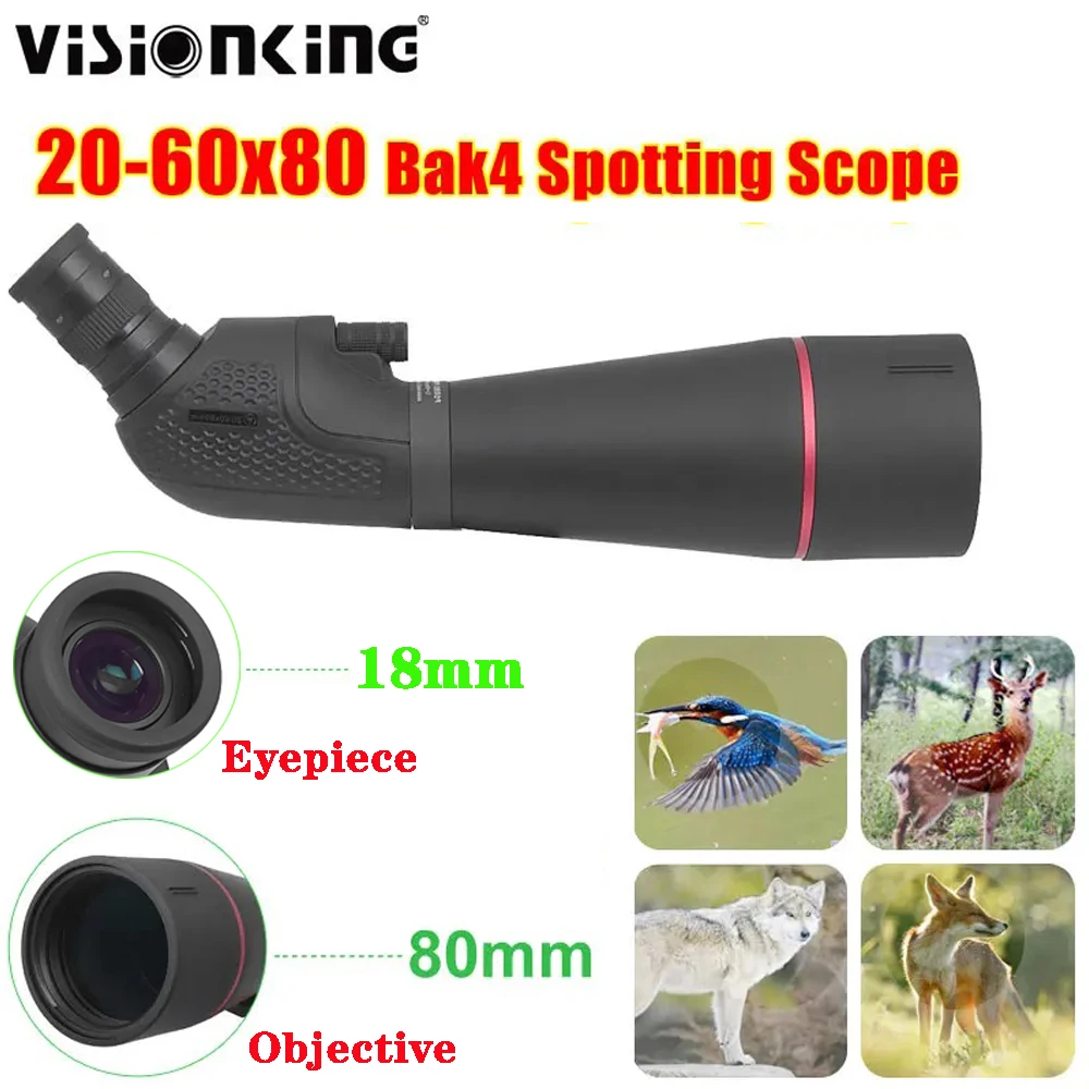 

Visionking 20-60x80 Bak4 Zoom Spotting Scope For Outdoor Birdwatching Shotting Monocular With Tripod IP65 Waterproof Telescope