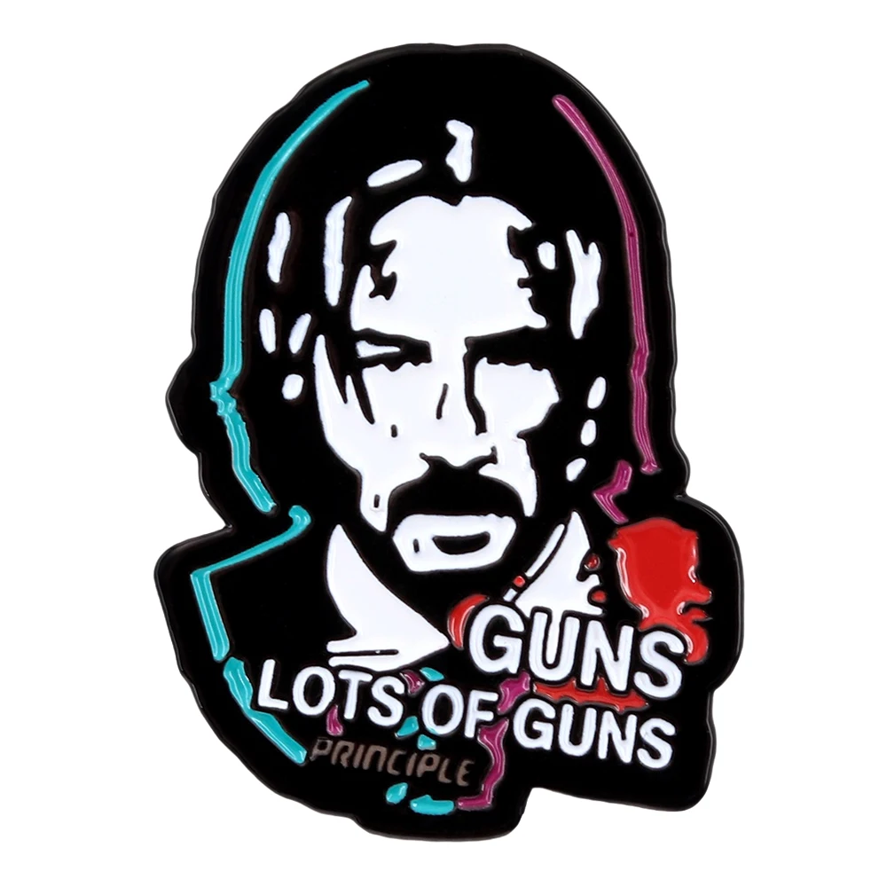John Wick Protagonist-Charakter-Abzeichen, kreatives Cartoon-Design, Emaille-Anstecker, Film-Accessoires, Brosche, für Fans, Sammlerstücke, Souvenirs, Geschenk – Detail 1