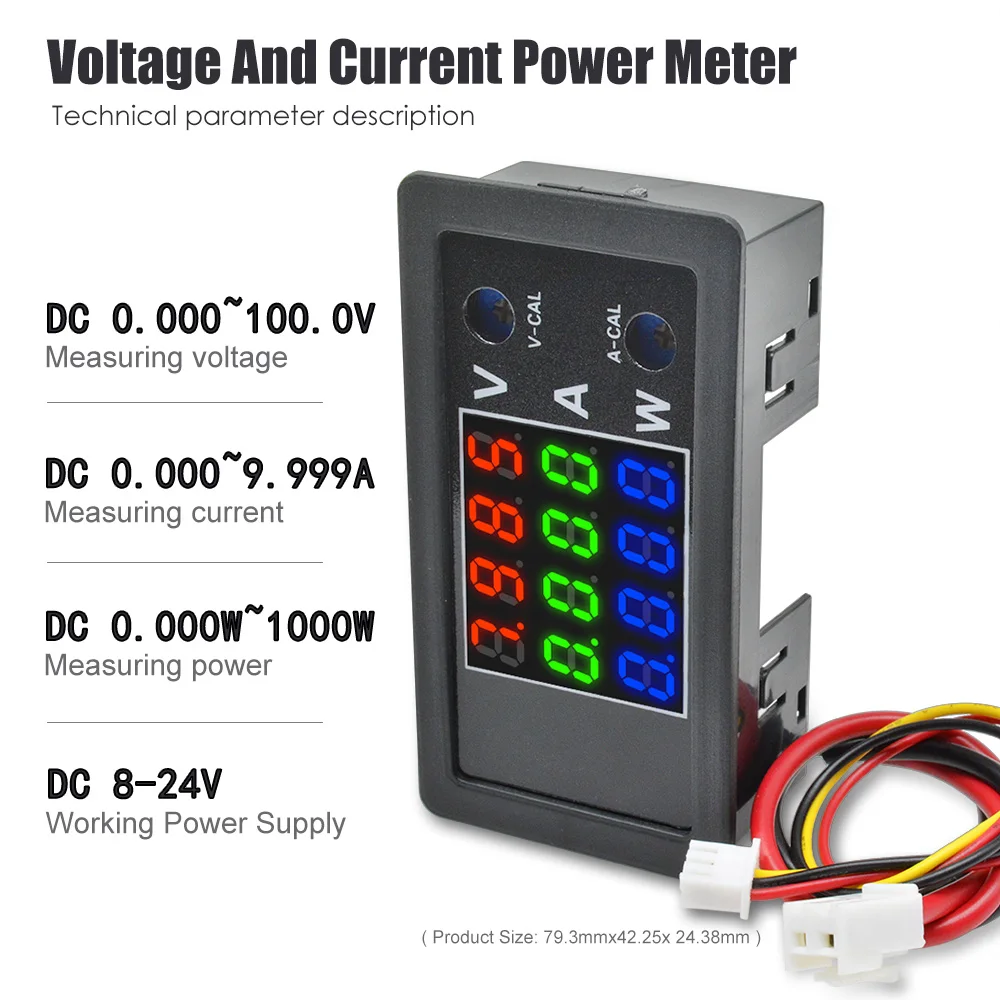 DC 0-100V 10A 1000W 4 Bit LED Digital Voltmeter Ammeter Wattmeter Voltage Current Power Supply Energy Meter Detector Tester