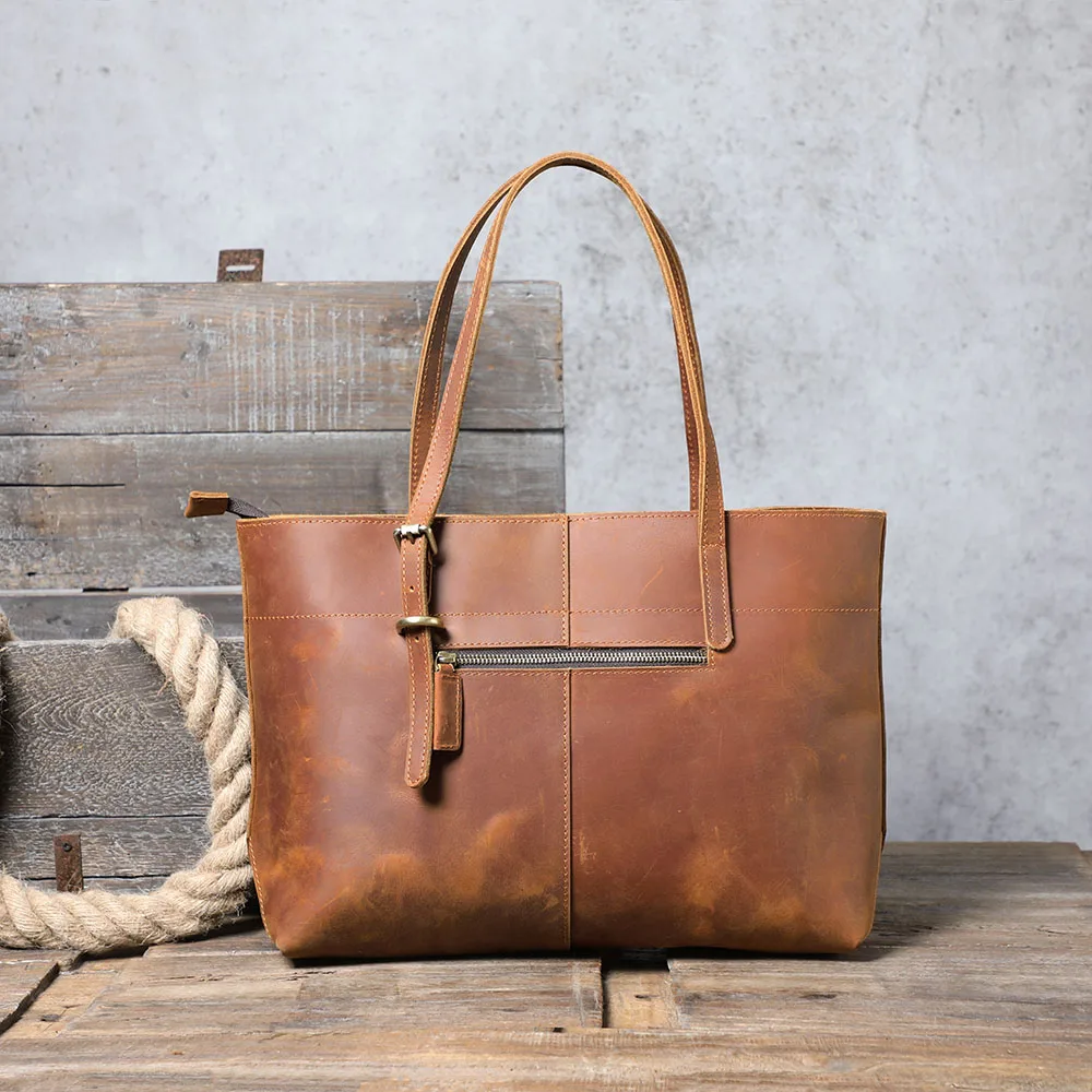 S.WORKER Vintage Echtleder Herren-Tragetaschen Aktentaschen Laptoptaschen Crazy Horse Leder Schulterhandtasche Italienisches Rindsleder – Detail 12