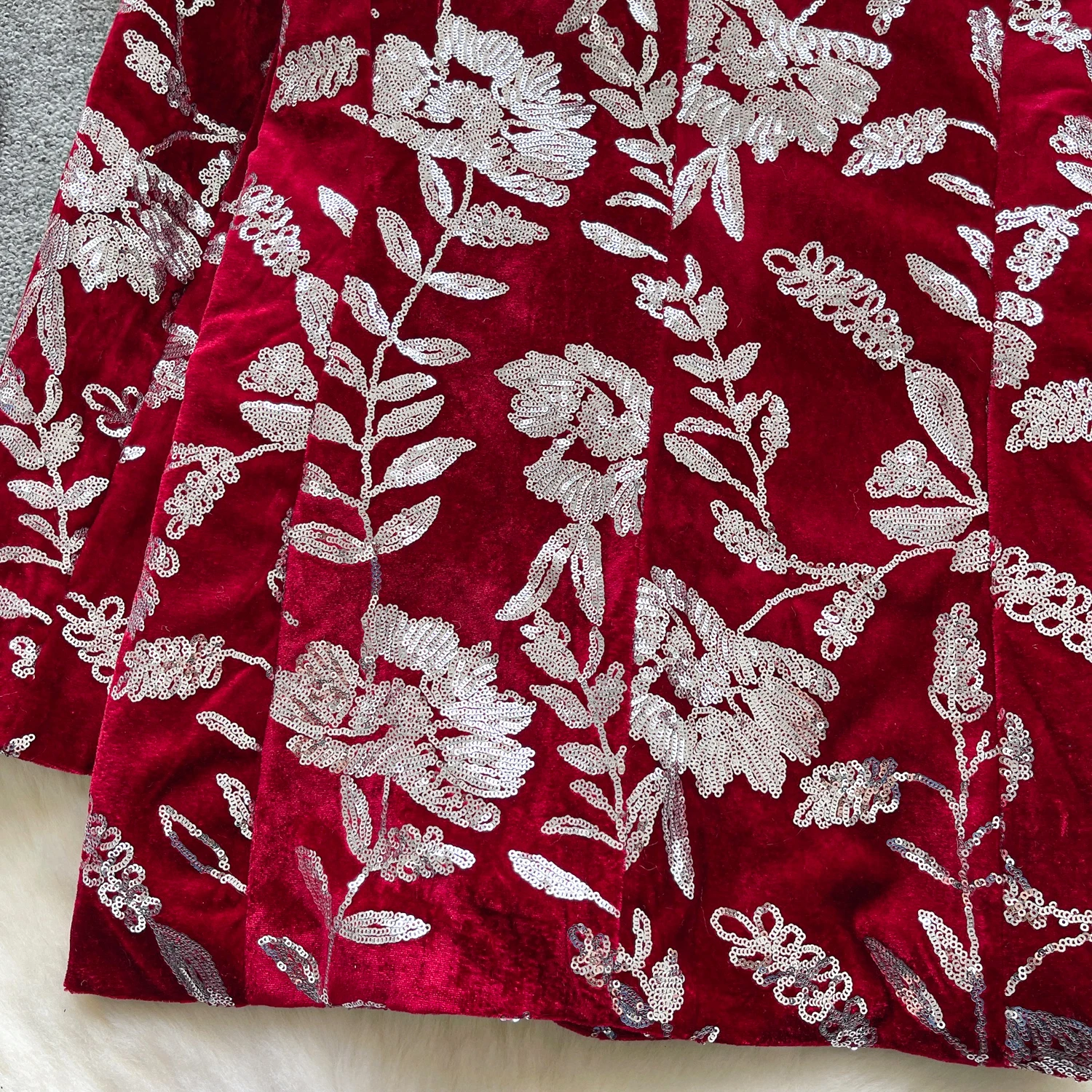 سترة نسائية كلاسيكية من Clothland مطرزة بالترتر وأكمام طويلة لامعة سترة نسائية مخملية CB221 #6