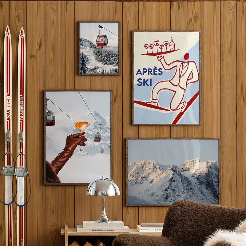 Alpine Spirit Mountain Ridge Apres Ski Gallery Wall Decorative Paintings Art Print Poster Canvas Landscape Pictures Living Room