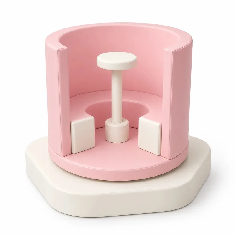 Neutral Singe seat Soft Play Merry Go Round for Toddlers White Beige Carousel for Kids Birthday Party Rental Parties Hire
