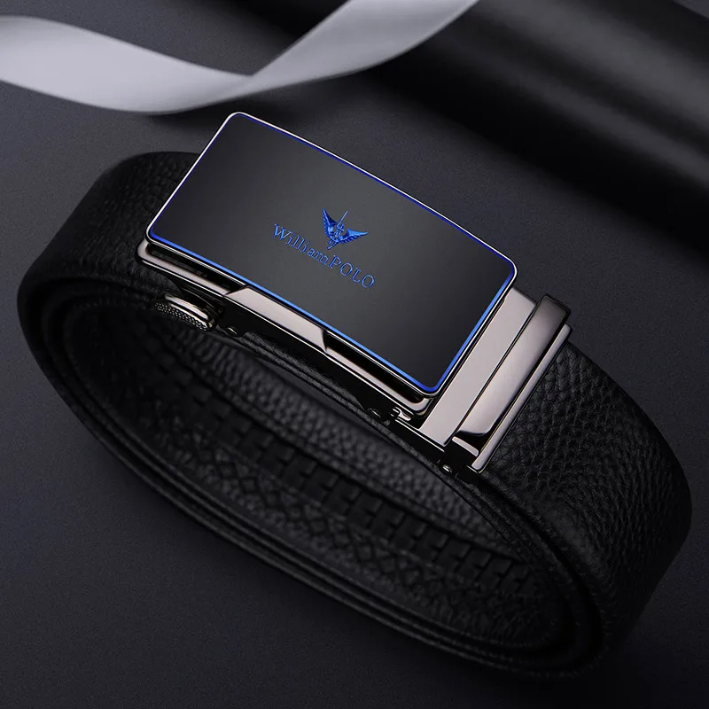 Men's high-end genuine leather business belt with automatic buckle, fashionable and versatile waist belt, casual pants belt