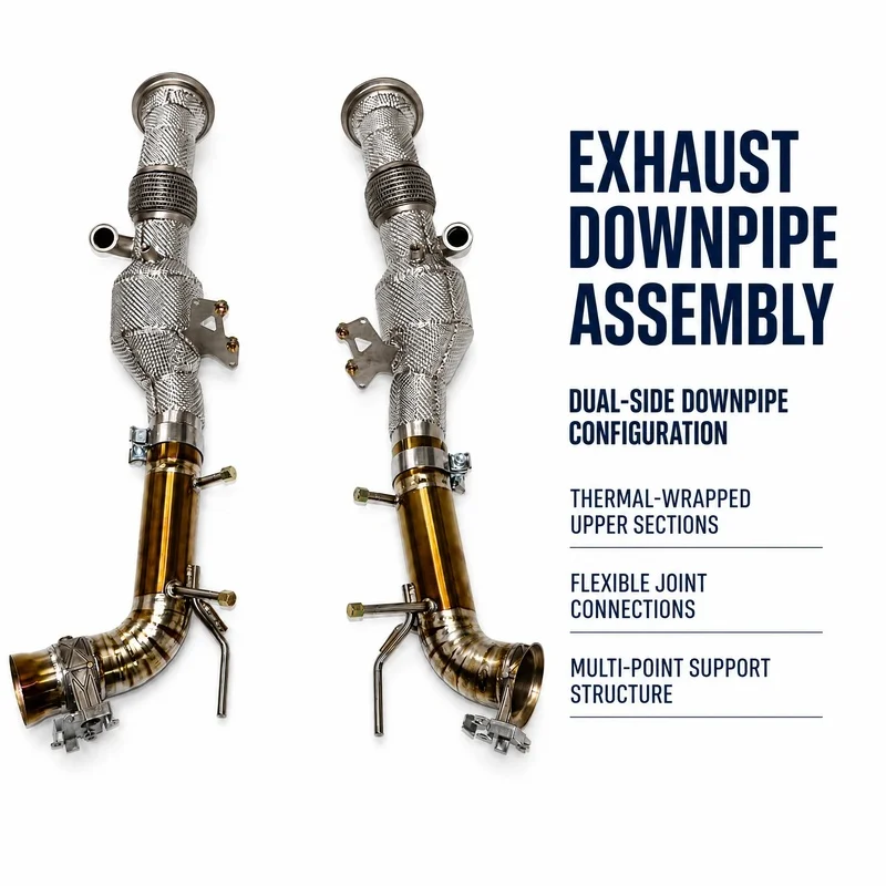 Titanium 200Cell Exhaust Downpipe for Ferrari 296 GTB 2022-2025 3.0T V6 Insulated Rear Section Racing Sound Tuning High Flow Kit