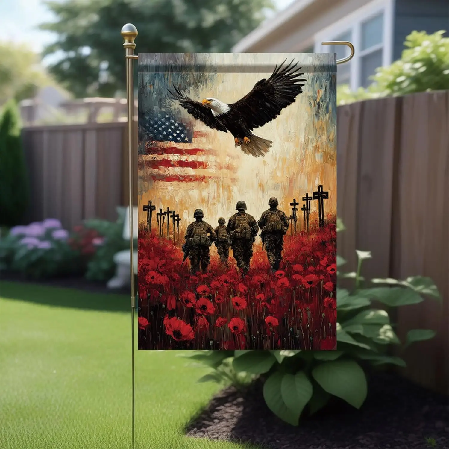Starlit Patio Memorial Day Soldiers Heroes Veterans Day Garden Flags 12x18 Double Sided Patriotic 4th of July Independence D uui