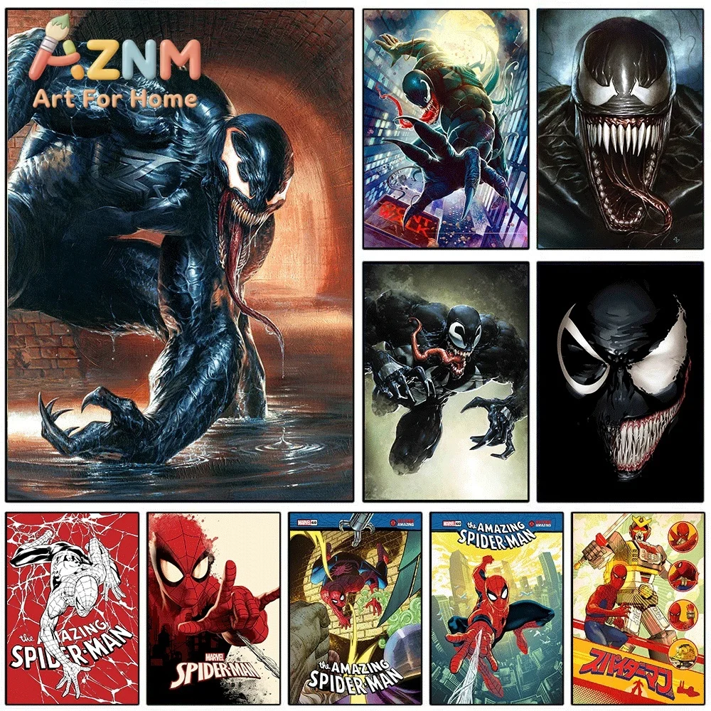 2D Flat Posters & Prints,Venom Marvel Superhero Comic Canvas Wall Art,2D Flat Frameless Print,Home Decor for Boys Bedroom Char