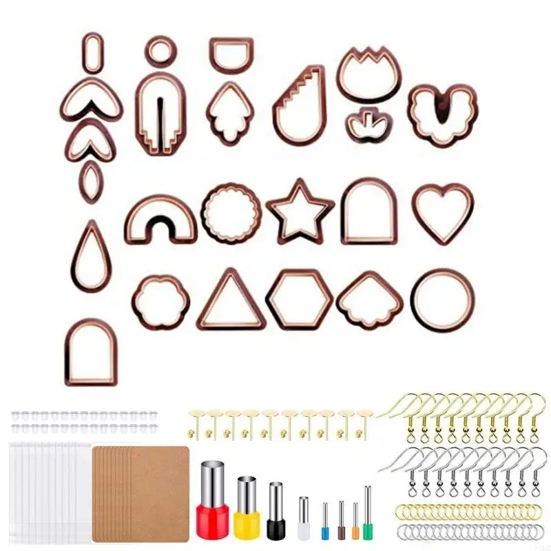 

142 шт., 24 формы, глиняные фрезы для сережек с крючками для сережек, фрезы для ювелирных изделий, для изготовления ювелирных из