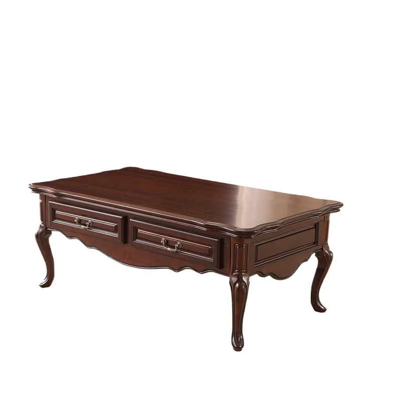 

American all-solid wood coffee table retro light luxury tea table living room high-footed black walnut coffee table