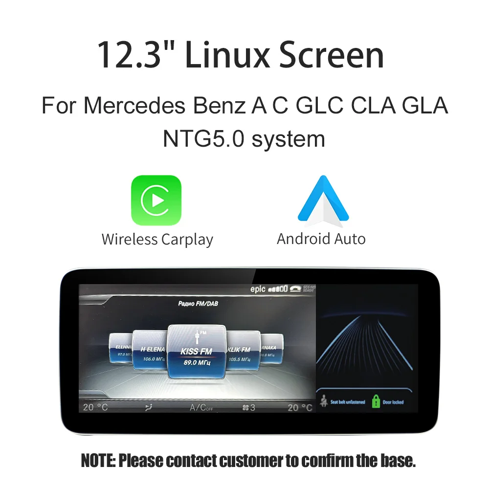 Draadloze Carplay/Android Auto 12.3 ''Touchscreen Multimedia voor Mercedes Benz NTG5.0 EEN B E C GLE W167 W212 W246 W205 W176 C117