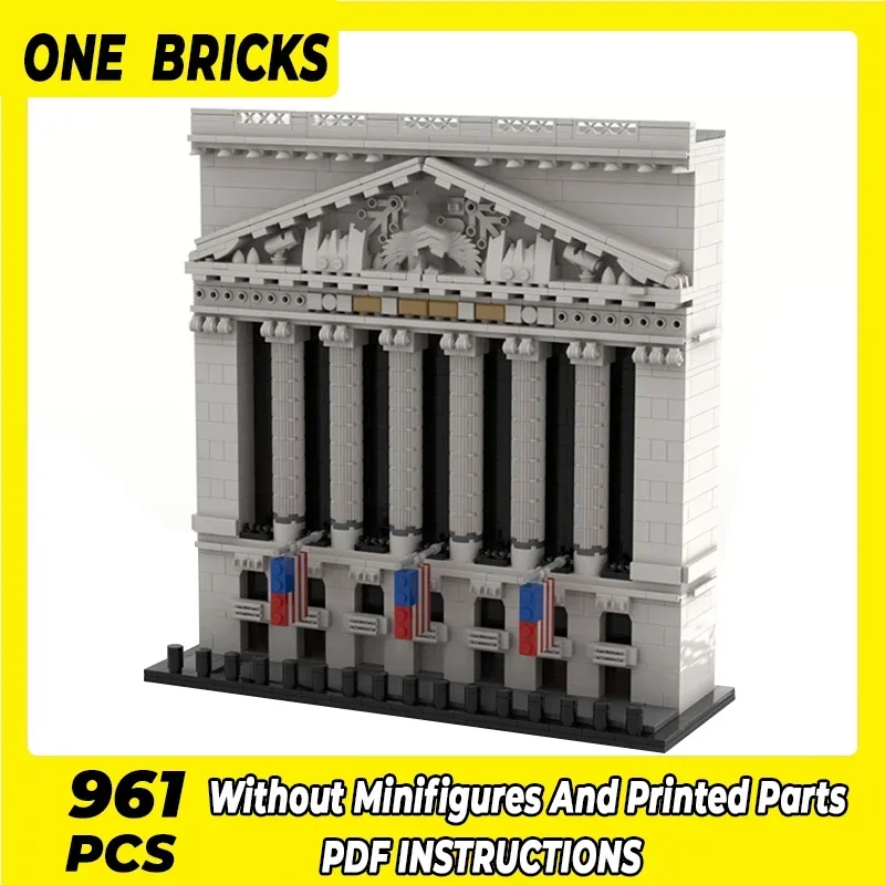 City Street View Model Moc Building Bricks New York Stock Exchange Technology Modular Blocks Gift Christmas Toy DIY Set Assembly