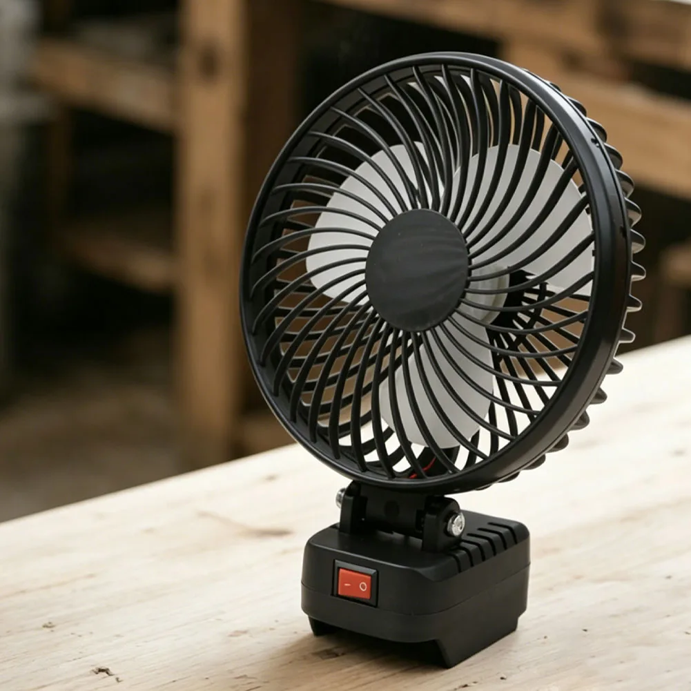 Black Plastic Camping Fan Wireless Outdoor Cooler For Li-Ion Adapter Workshop Field Ventilation Tool