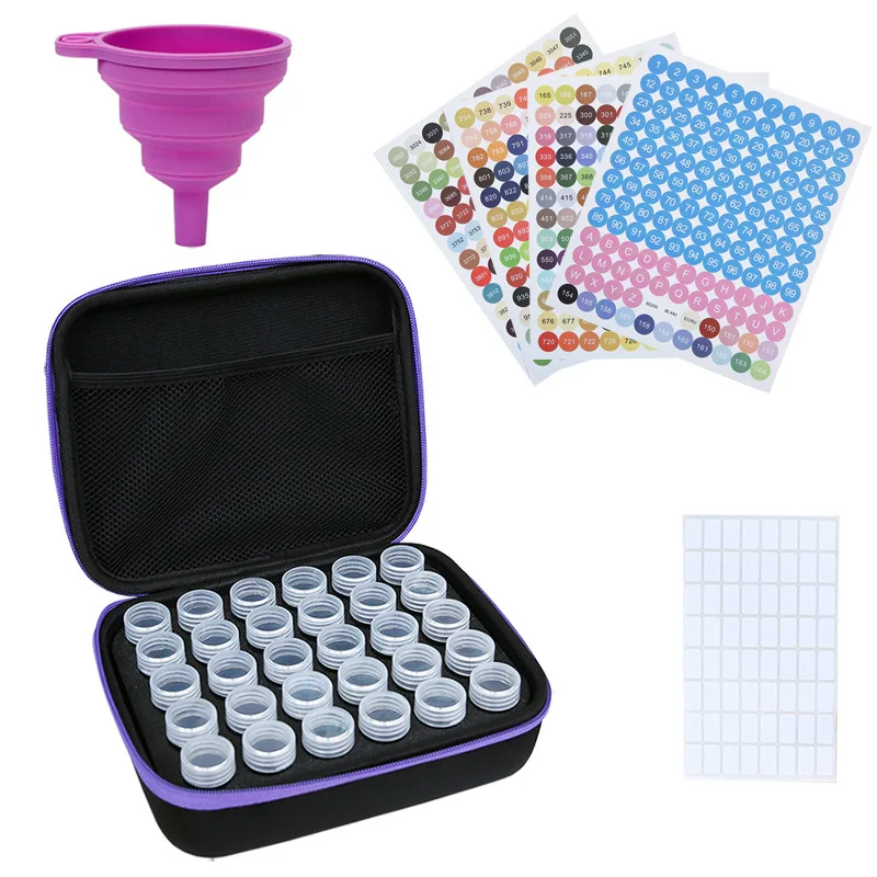 Ruopoty Diamond Painting Tools Accessories Storage Box 30 Grids Funnel Stickers Bead Storage Bottle