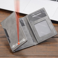 Name Engraving Mini Simple Men Card Wallets New Short Card Bags Brand Male Purse High Quality Credit Card Holder Men Money Clips