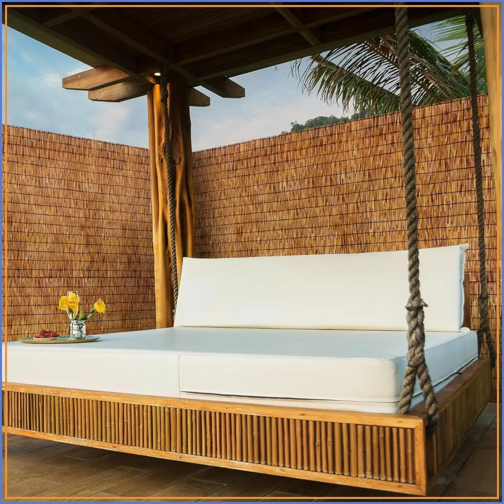 Natural Bamboo Fence 6FT x 16.4FT Privacy Screen Roll for Balcony, Patio, Garden - Brown