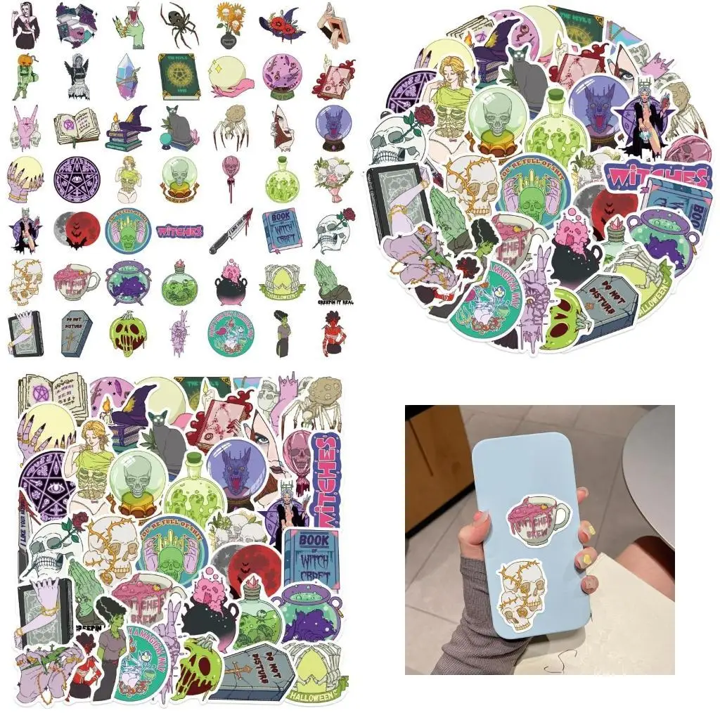 

652F тематическая наклейка с изображением ведьмы из мультфильма, 50 листов, съемный клей, без остатков, ПВХ наклейки для товары